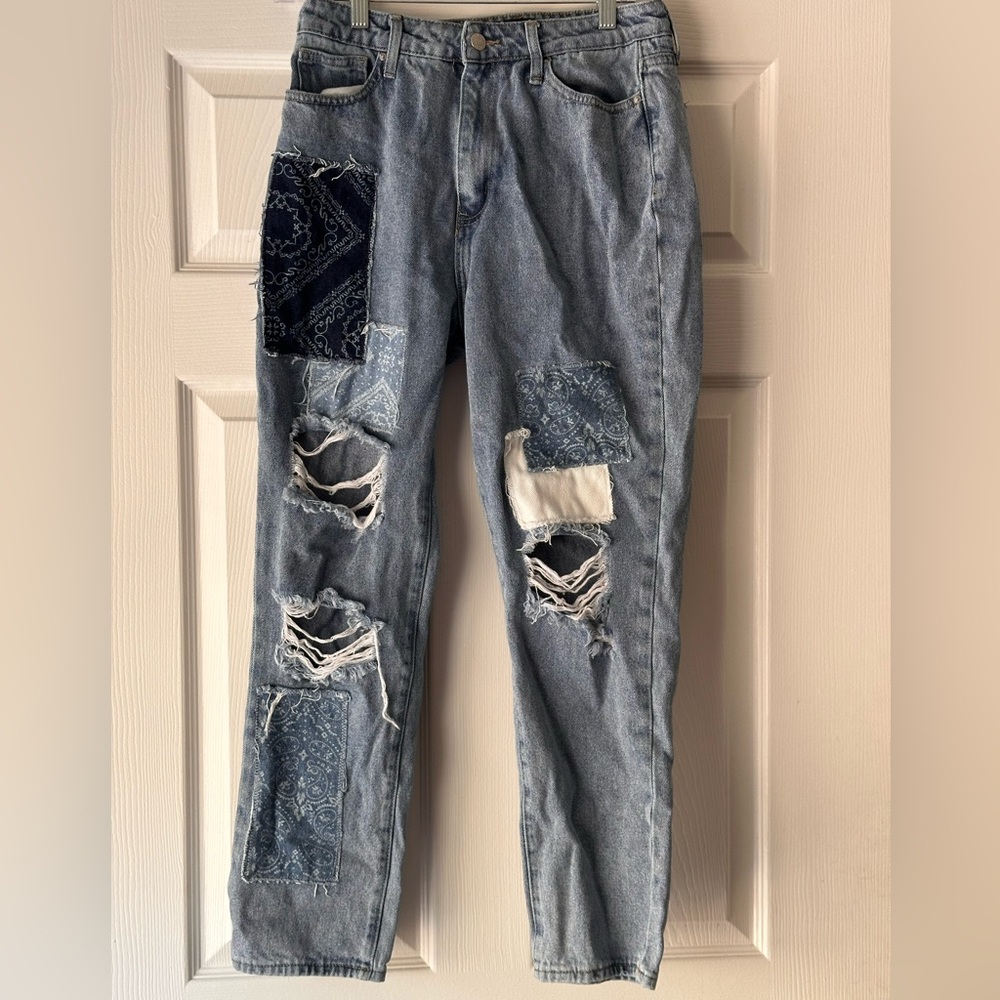 Simple Society Patchwork Distressed Jeans Size 9/29